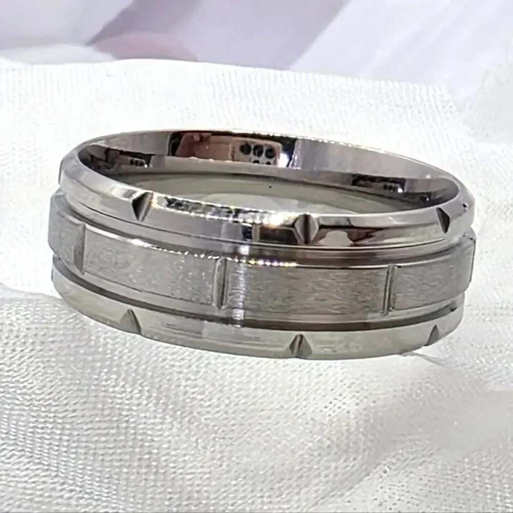 Tungsten Polished Silver Ring